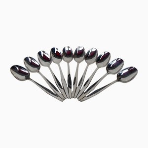 Orly Model 10 Silver-Plated Soup Spoons by Christofle, 1970s, Set of 10