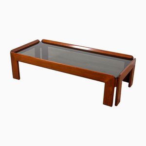 Vintage Table in Glass and Wood Design by Tobia & Afra Scarpa, 1970s