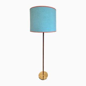 Vintage Brass Telescopic Floor Lamp with Leather Cover by Jt Kalmar, 1950s