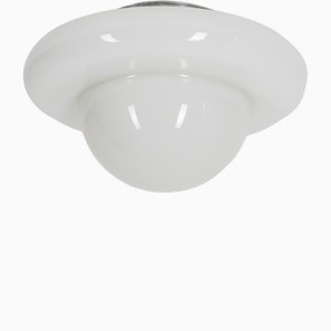 Lampada da parete vintage in vetro bianco, Italia, anni '70