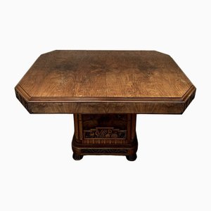 Sechseckiger Art Deco Tisch aus Nussholz