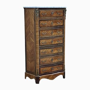 End of the 19th Century Napoleon III Ladys Secretary in Rosewood and Rosewood & White Marble Top