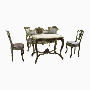 Tavolo, divani e sedie Art Nouveau veneziani, set di 4