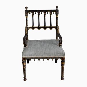 Small Napoleon III Blackened Wood Armchair, Mid-19th Century