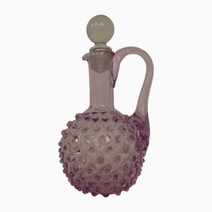 Italian Pink Bubble Glass Decanter with Stopper, 1960s