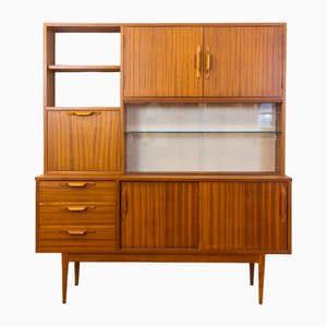 Teak Highboard with Glass Showcase, Spain, 1960s