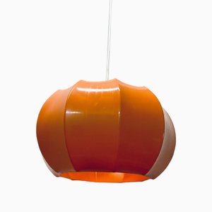 Lampada a sospensione in plastica arancione con effetto marmo di Ilka-Plast, anni '70