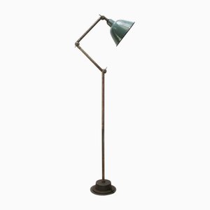 Vintage Dutch Industrial Cast Iron and Petrol Enamel Floor Lamp