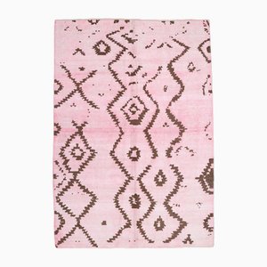 Large Dusty Pink & Brown Hemp Rug