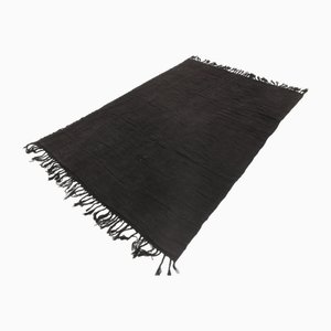 Kelim Teppich aus Hanf in Schwarz