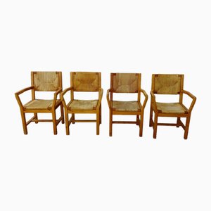 Armchairs in Pine by Tage Poulsen, 1970s, Set of 4