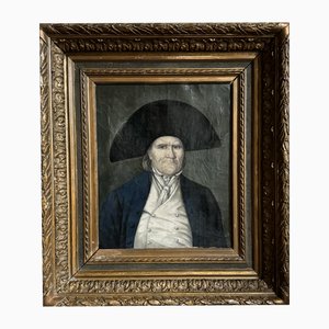 Homme au Bicorne, Années 1800, Huile sur Toile, Encadrée