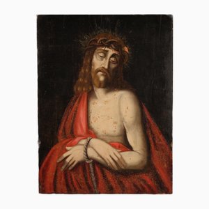 Artista español, Ecce Homo, 1750, óleo sobre tabla, enmarcado