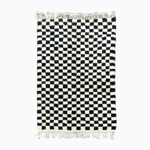 Moroccan Modern Beni Ouarain Handwoven Berber Area Rug in Wool