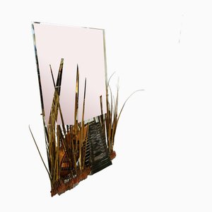 Espejo de cobre esculpido de Daniel Dhaeseleer, años 70