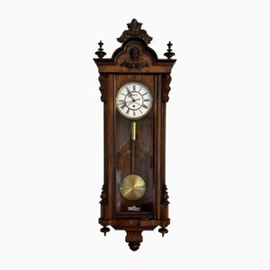 Antique Victorian Walnut Vienna Wall Clock, 1880s