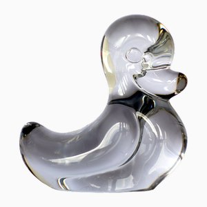 Escultura de pato de cristal de Daum France, años 80