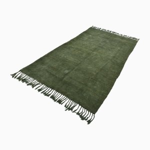 Alfombra Kilim verde de cáñamo