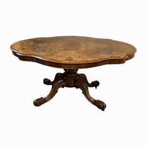 Antique Victorian Burr Walnut Dining Table, 1860s