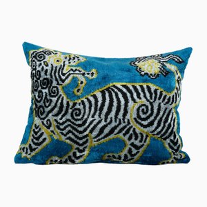 Zebra Silk Ikat Velvet Pillow Cover, 2010s