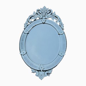 Espejo veneciano grande en forma de medallón del siglo XIX