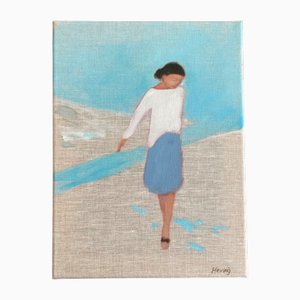 Christian Herzig, Mujer junto al mar, 2022, óleo sobre lienzo