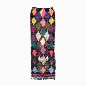 Moroccan Multicolor Boucherouite Berber Fluorescent Cotton Rug, 1980s