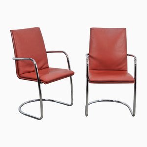 Chaises Mizar en Cuir Rouge par Mateo Grassi, Italie, 1980s, Set de 2