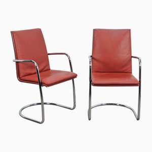 Mizar Chairs in Red Leather by Mateo Grassi, Italy, 1980s, Set of 2