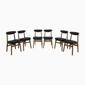 Beech and Fabric Model 200-190 Dining Chairs by Rajmund Teofil Hałas, 1960s, Set of 6