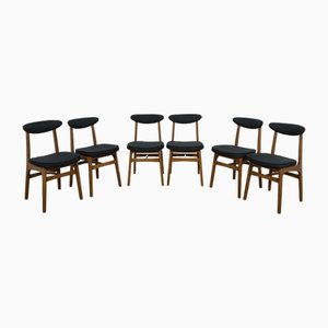 Chaises de Salle à Manger Modèle 200-190 en Hêtre et Tissu par Rajmund Teofil Hałas, 1960s, Set de 6