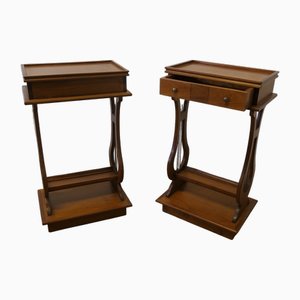 Cherrywood Lyre Ended Side Tables, 1960s, Set of 2