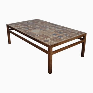 Large Danish Modern Tile Coffee Table in Wengé by Tue Poulsen for Haslev Mobelsnedkeri a/S, 1960s