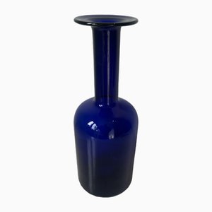 Vase de Sol Bleu Moderne par Otto Brauer pour Holmegaard, Danemark