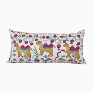 Vintage Suzani Pillow Cover with Camel Motifs, 2010s