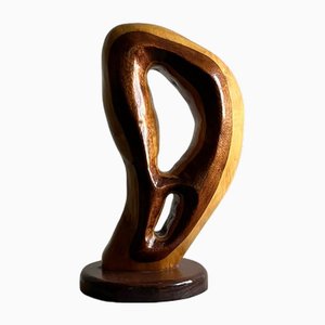 Escultura abstracta británica de madera tonal, años 60