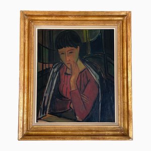 Charles Herman Hoffmann, mujer, óleo sobre lienzo, años 40, enmarcado