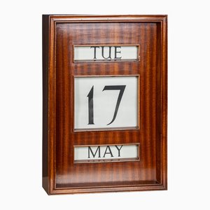 Calendario perpetuo vintage in legno a righe, anni '70