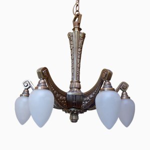 Lámpara de araña francesa Art Déco vintage, años 20