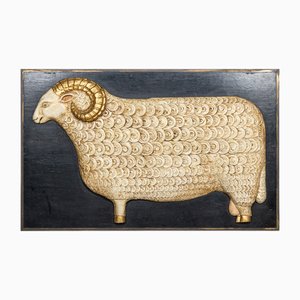 Carved Wood Sheep Sign, Cotswolds, 1970