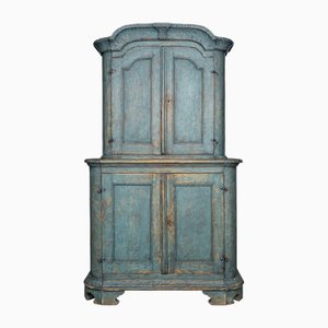 19th Century French Blue Painted Pine Wood Cupboard, 1880s