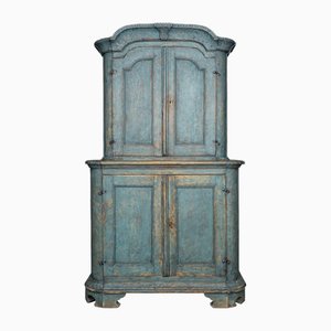 Credenza in legno di pino dipinto di blu, Francia, fine XIX secolo