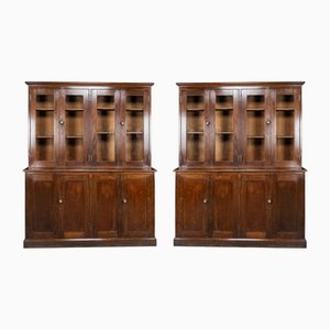 Large Victorian Oak Bookcases, 1900s, Set of 2