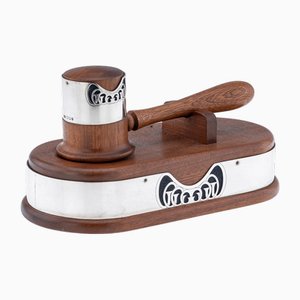 Silver-Mounted Auctioneer's Gavel, London, England, 1989, Set of 2