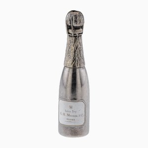 Bottiglia di champagne vittoriana in argento e smalto, fine XIX secolo