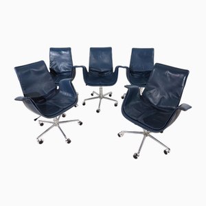 Leather Model 6727 Office Chairs by Fabricius & Kastholm for Kill International, 1960s, Set of 5