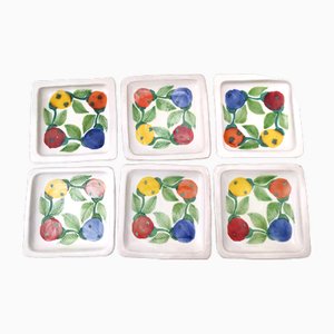 Vintage Square Hand-Crafted Earthenware Plates by De Simone, Italy, 1964, Set of 6