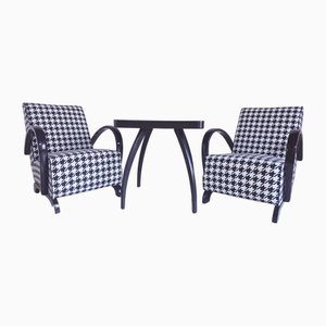 Vintage Armchairs and Spider Table by Jindřich Halabala for Up Závody, 1940, Set of 3