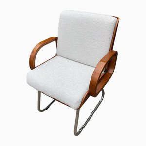 Silla de oficina Mid-Century estilo Bauhaus de teca y cromo de Gordon Russell