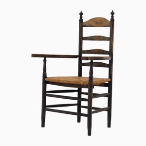 Antique Dutch Ladder Back Side Chair, 1890s